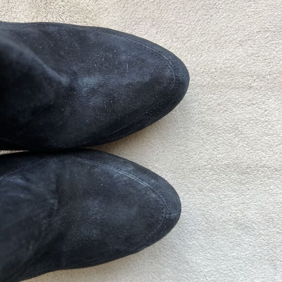 Sam Edelman Black Kit Suede Heeled  Ankle Booties Women 8 M Double Side Buckle - Picture 8 of 16